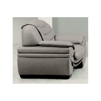 Fauteuil 1 place en cuir italien BENSON, gris clair.