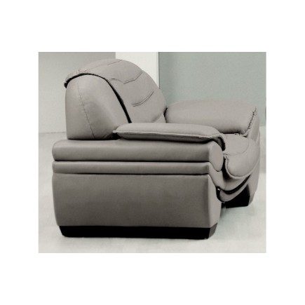 Fauteuil 1 place en cuir italien BENSON, gris clair.