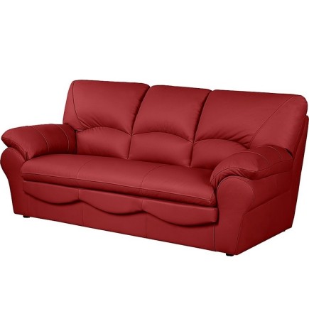 Canapé 3 places convertible en 100% tout cuir italien vachette OSIRIS, couleur rouge foncé