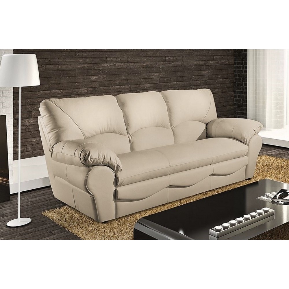 Canapé 3 places convertible en 100% tout cuir italien vachette OSIRIS, couleur beige Canapé 3 places convertible en 100% tout cuir italien vachette OSIRIS, couleur beige
