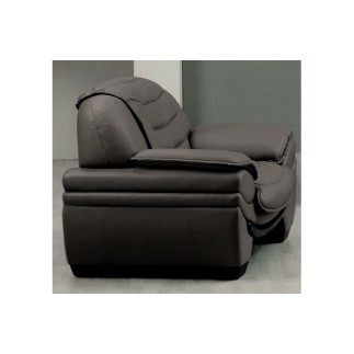 Fauteuil 1 place en cuir italien BENSON, gris foncé.