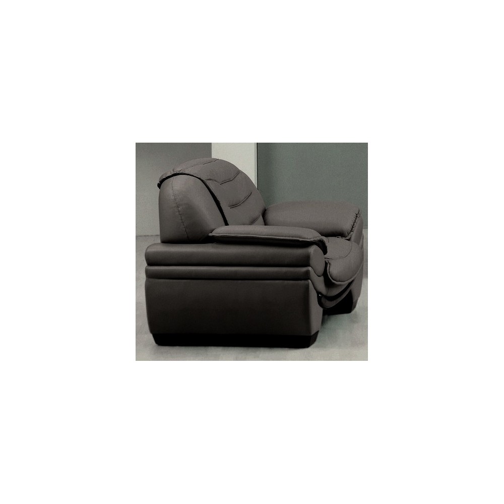 Fauteuil 1 place en cuir italien BENSON, gris foncé. Fauteuil 1 place en cuir italien BENSON, gris foncé.