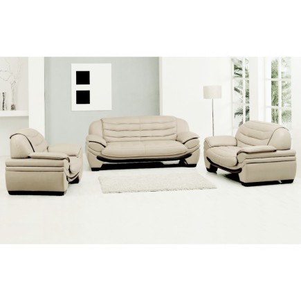 Fauteuil 1 place en cuir italien BENSON, écru.