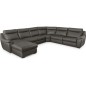 Canapé d'angle relax et convertible en cuir épais de luxe italien avec relax électrique, 8 places BOSINI, anthracite, angle droi Canapé d'angle relax et convertible en cuir épais de luxe italien avec relax électrique, 8 places BOSINI, anthracite, angle droi