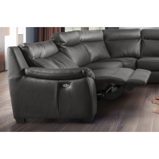Canapé d'angle relax et convertible en cuir épais de luxe italien avec relax électrique, 8 places BOSINI, anthracite, angle gauc