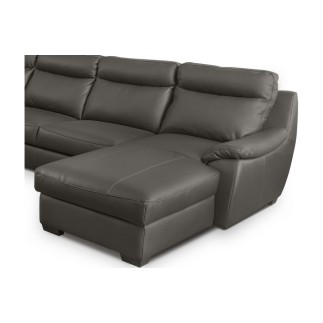 Canapé d'angle relax et convertible en cuir épais de luxe italien avec relax électrique, 8 places BOSINI, anthracite, angle gauc