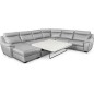 Canapé d'angle relax et convertible en cuir épais de luxe italien avec relax électrique, 8 places BOSINI, gris, angle droit Canapé d'angle relax et convertible en cuir épais de luxe italien avec relax électrique, 8 places BOSINI, gris, angle droit