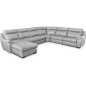 Canapé d'angle relax et convertible en cuir épais de luxe italien avec relax électrique, 8 places BOSINI, gris, angle droit Canapé d'angle relax et convertible en cuir épais de luxe italien avec relax électrique, 8 places BOSINI, gris, angle droit