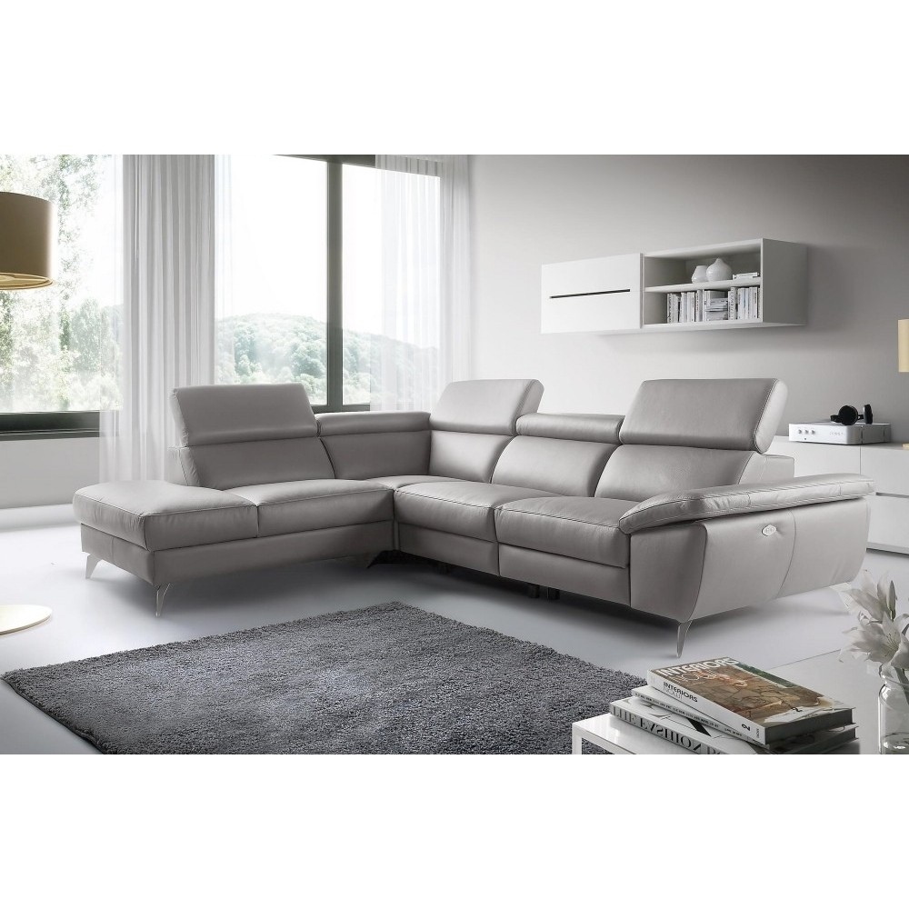 2eme paiement solde de la commande : Canapé d'angle relax en 100% tout cuir épais de luxe italien avec relax électrique, 5/6 pla