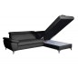 Canapé d'angle convertible en cuir italien de luxe 5 places WARREN II, avec coffre, noir, angle droit Canapé d'angle convertible en cuir italien de luxe 5 places WARREN II, avec coffre, noir, angle droit