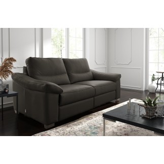 Canapé 3 places en 100% tout cuir épais italien vachette HAMBOURG, couleur anthracite