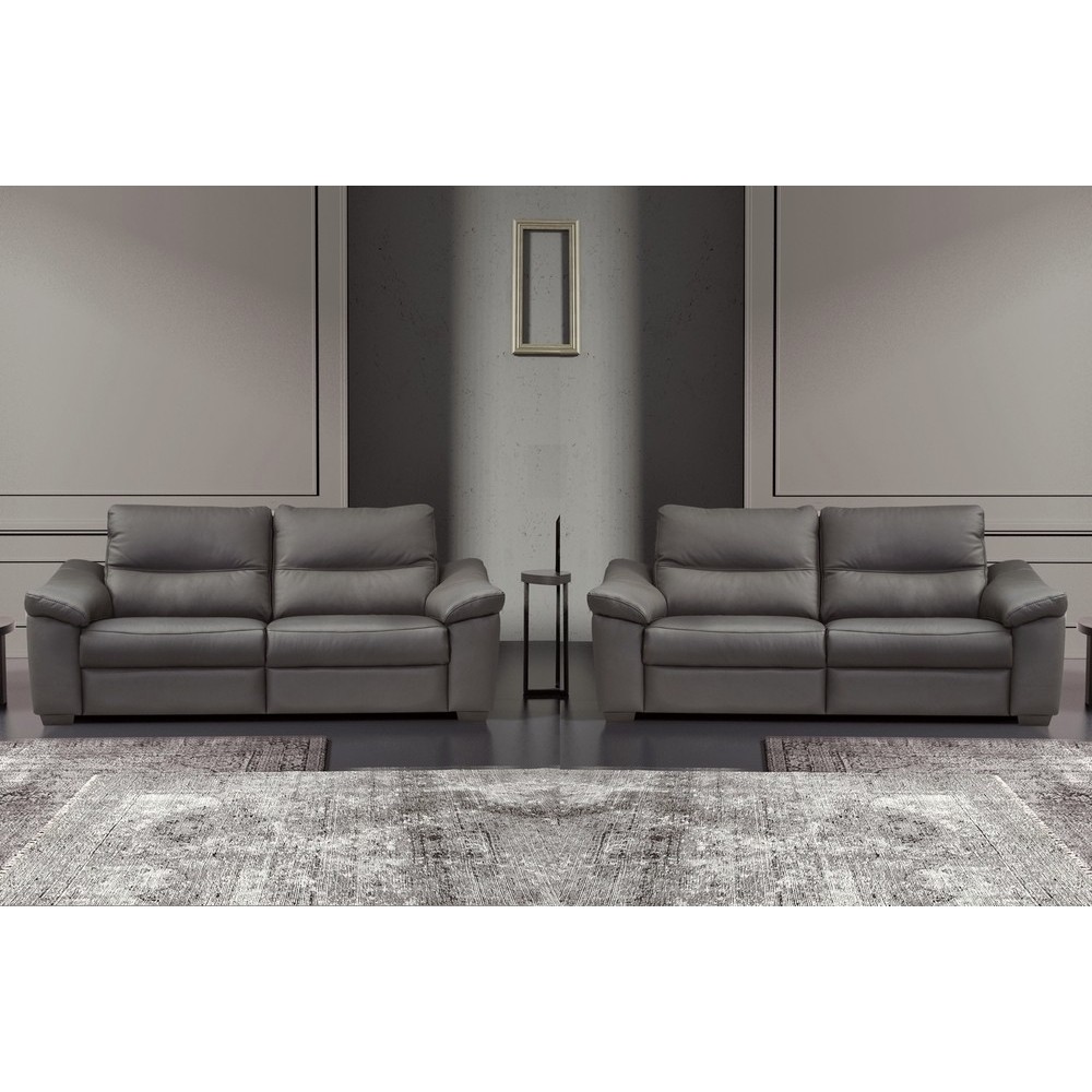 Ensemble de 2 canapés 3 places en 100% tout cuir épais italien vachette HAMBOURG, couleur anthracite Ensemble de 2 canapés 3 places en 100% tout cuir épais italien vachette HAMBOURG, couleur anthracite