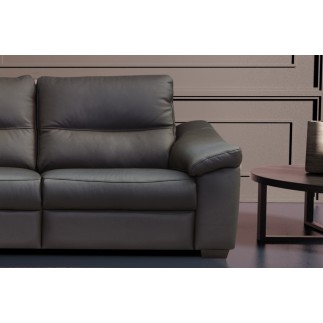 Ensemble de 2 canapés 3 places en 100% tout cuir épais italien vachette HAMBOURG, couleur anthracite
