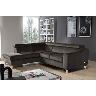 2eme paiement de la commande: Canapé d'angle convertible en tissu luxe 5 places, asteria chocolat clair, angle gauche, 6x sans f