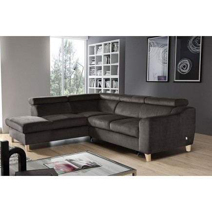 2eme paiement de la commande: Canapé d'angle convertible en tissu luxe 5 places, asteria chocolat clair, angle gauche, 6x sans f