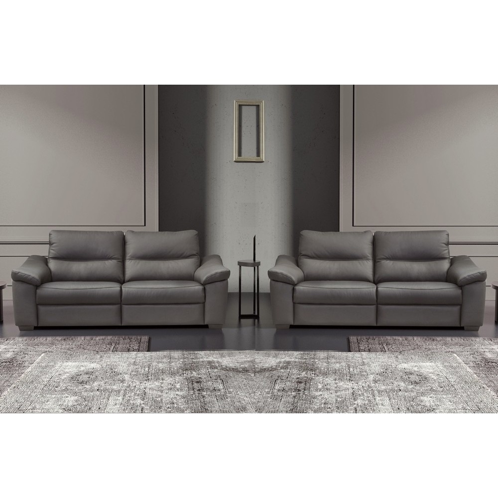 Ensemble de 2 canapés 3 places en 100% tout cuir épais italien vachette HAMBOURG, couleur anthracite Ensemble de 2 canapés 3 places en 100% tout cuir épais italien vachette HAMBOURG, couleur anthracite