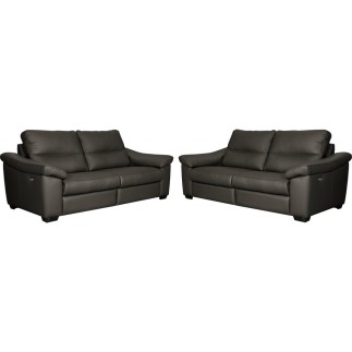 Ensemble de 2 canapés 3 places en 100% tout cuir épais italien vachette HAMBOURG, couleur anthracite