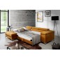 - Canapé d'angle convertible en tissu velours luxe 5 places, RICHARD, couleur moutarde, angle gauche - Canapé d'angle convertible en tissu velours luxe 5 places, RICHARD, couleur moutarde, angle gauche