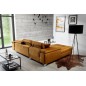 - Canapé d'angle convertible en tissu velours luxe 5 places, RICHARD, couleur moutarde, angle gauche - Canapé d'angle convertible en tissu velours luxe 5 places, RICHARD, couleur moutarde, angle gauche