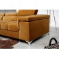- Canapé d'angle convertible en tissu velours luxe 5 places, RICHARD, couleur moutarde, angle gauche - Canapé d'angle convertible en tissu velours luxe 5 places, RICHARD, couleur moutarde, angle gauche