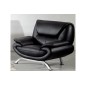 Fauteuil 1 place en cuir italien JONAH, noir Fauteuil 1 place en cuir italien JONAH, noir