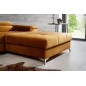 Canapé d'angle convertible en tissu velours luxe 5 places, RICHARD, couleur moutarde, angle droit Canapé d'angle convertible en tissu velours luxe 5 places, RICHARD, couleur moutarde, angle droit