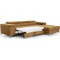 Canapé d'angle convertible en tissu velours luxe 5 places, RICHARD, couleur moutarde, angle droit Canapé d'angle convertible en tissu velours luxe 5 places, RICHARD, couleur moutarde, angle droit