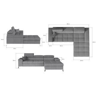 Canapé d'angle convertible en tissu velours luxe 5 places, RICHARD, couleur moutarde, angle droit