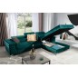 Canapé d'angle convertible en tissu velours luxe 5 places, RICHARD, vert, angle droit