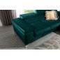 Canapé d'angle convertible en tissu velours luxe 5 places, RICHARD, vert, angle droit