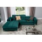 Canapé d'angle convertible en tissu velours luxe 5 places, RICHARD, couleur vert, angle gauche Canapé d'angle convertible en tissu velours luxe 5 places, RICHARD, couleur vert, angle gauche