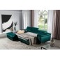 Canapé d'angle convertible en tissu velours luxe 5 places, RICHARD, couleur vert, angle gauche Canapé d'angle convertible en tissu velours luxe 5 places, RICHARD, couleur vert, angle gauche