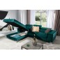 Canapé d'angle convertible en tissu velours luxe 5 places, RICHARD, couleur vert, angle gauche Canapé d'angle convertible en tissu velours luxe 5 places, RICHARD, couleur vert, angle gauche