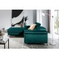 Canapé d'angle convertible en tissu velours luxe 5 places, RICHARD, couleur vert, angle gauche Canapé d'angle convertible en tissu velours luxe 5 places, RICHARD, couleur vert, angle gauche