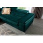 Canapé d'angle convertible en tissu velours luxe 5 places, RICHARD, couleur vert, angle gauche Canapé d'angle convertible en tissu velours luxe 5 places, RICHARD, couleur vert, angle gauche