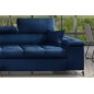 Canapé d'angle convertible en tissu velours luxe 5 places, RICHARD, bleu, angle gauche Canapé d'angle convertible en tissu velours luxe 5 places, RICHARD, bleu, angle gauche