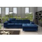 Canapé d'angle convertible en tissu velours luxe 5 places, RICHARD, bleu, angle droit Canapé d'angle convertible en tissu velours luxe 5 places, RICHARD, bleu, angle droit