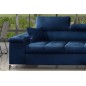 Canapé d'angle convertible en tissu velours luxe 5 places, RICHARD, bleu, angle droit Canapé d'angle convertible en tissu velours luxe 5 places, RICHARD, bleu, angle droit