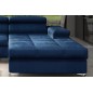Canapé d'angle convertible en tissu velours luxe 5 places, RICHARD, bleu, angle droit Canapé d'angle convertible en tissu velours luxe 5 places, RICHARD, bleu, angle droit