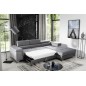 Canapé d'angle convertible en tissu velours luxe 5 places, RICHARD, gris, angle droit Canapé d'angle convertible en tissu velours luxe 5 places, RICHARD, gris, angle droit