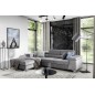 Canapé d'angle convertible en tissu velours luxe 5 places, RICHARD, gris, angle gauche Canapé d'angle convertible en tissu velours luxe 5 places, RICHARD, gris, angle gauche