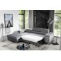 Canapé d'angle convertible en tissu velours luxe 5 places, RICHARD, gris, angle gauche Canapé d'angle convertible en tissu velours luxe 5 places, RICHARD, gris, angle gauche