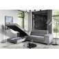 Canapé d'angle convertible en tissu velours luxe 5 places, RICHARD, gris, angle gauche Canapé d'angle convertible en tissu velours luxe 5 places, RICHARD, gris, angle gauche
