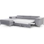 Canapé d'angle convertible en tissu velours luxe 5 places, RICHARD, gris, angle gauche Canapé d'angle convertible en tissu velours luxe 5 places, RICHARD, gris, angle gauche