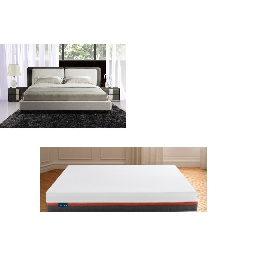 2em paiement: Matelas zéna 180x200 4 couches mousse haute qualité, mémoire forme+latex, sur-couche. Lit design en cuir et tissu 2em paiement: Matelas zéna 180x200 4 couches mousse haute qualité, mémoire forme+latex, sur-couche. Lit design en cuir et tissu