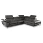 1er paiement de la commande: Canapé d'angle en 100% tout cuir épais de luxe italien, 5/6 places kasini, anthracite, angle droit,