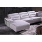 Canapé d'angle relax électrique en cuir buffle italien de luxe COMBIRELAX, blanc cassé et gris clair, angle droit, 7/8 places Canapé d'angle relax électrique en cuir buffle italien de luxe COMBIRELAX, blanc cassé et gris clair, angle droit, 7/8 places