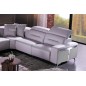 Canapé d'angle relax électrique en cuir buffle italien de luxe COMBIRELAX, blanc cassé et gris clair, angle droit, 7/8 places Canapé d'angle relax électrique en cuir buffle italien de luxe COMBIRELAX, blanc cassé et gris clair, angle droit, 7/8 places