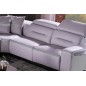 Canapé d'angle relax électrique en cuir buffle italien de luxe COMBIRELAX, blanc cassé et gris clair, angle droit + table basse, Canapé d'angle relax électrique en cuir buffle italien de luxe COMBIRELAX, blanc cassé et gris clair, angle droit + table basse,