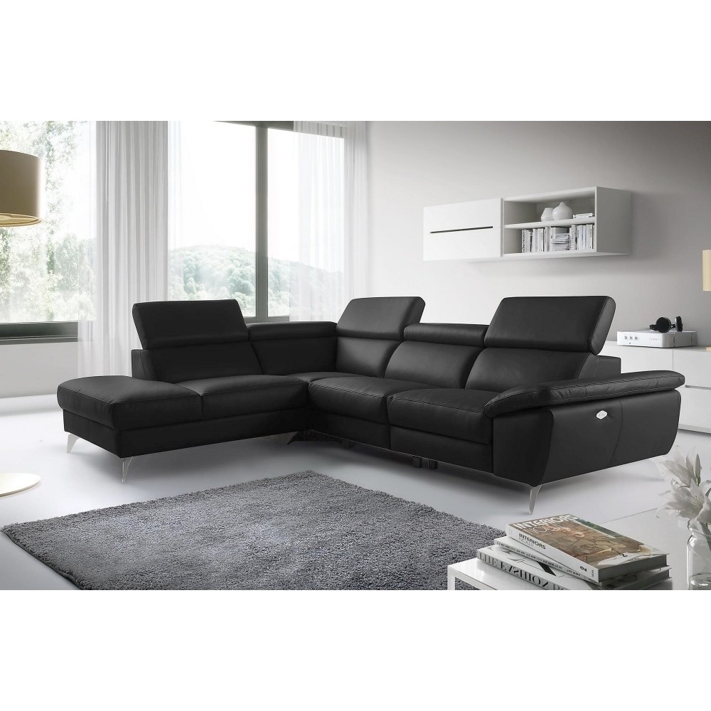 2eme paiement de la commande: Canapé d'angle relax en 100% tout cuir épais de luxe italien avec relax électrique, 5/6 places kas